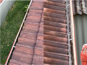 Gutter cleaning before/after photos from Wollongong